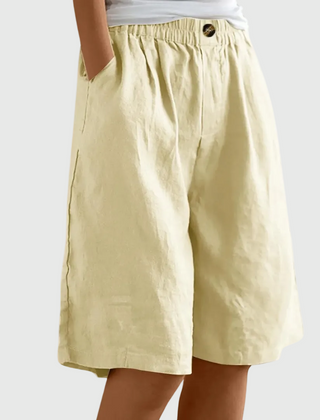 Women's Bermuda Shorts | Knee-Length Elastic Waist Pockets