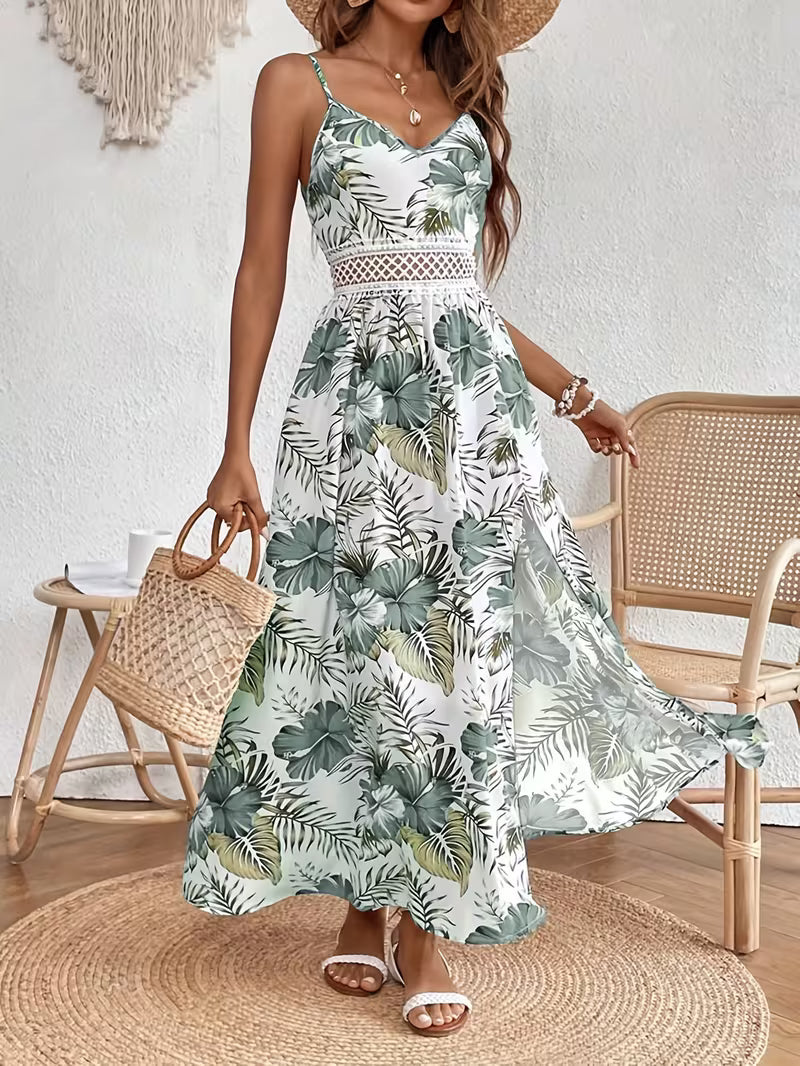 Women's Summer Dress | Sleeveless V-Neck Floral Split Maxi
