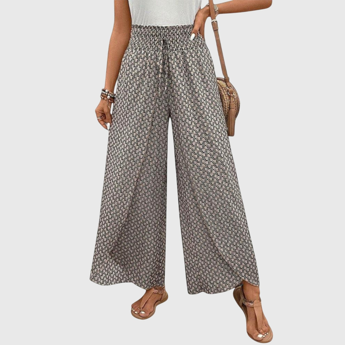 Women's Palazzo Pants | High Waist Wide Leg Drawstring Print