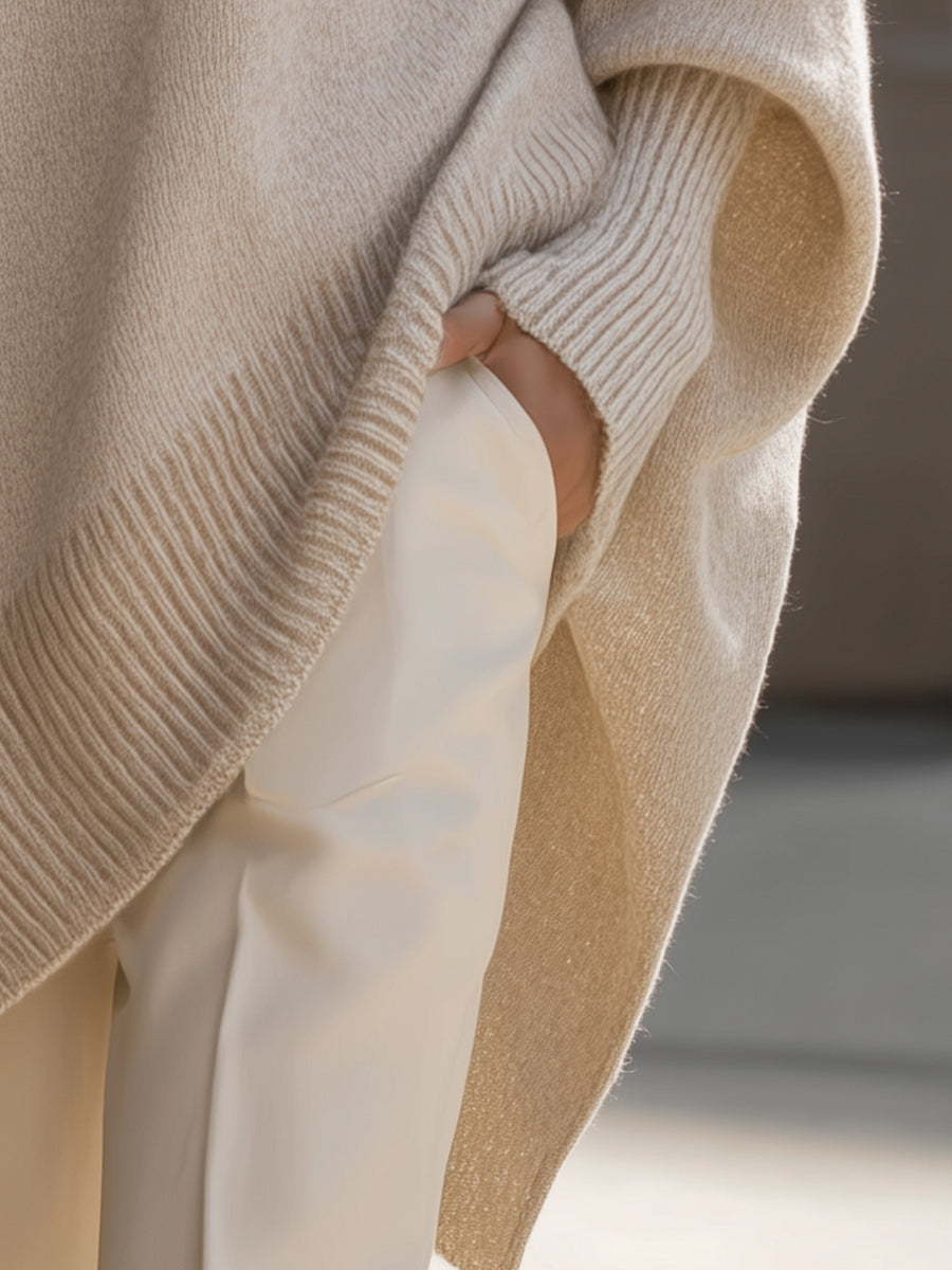 Women's Wool Sweater | Oversized Knit Crew Neck Drop Shoulder