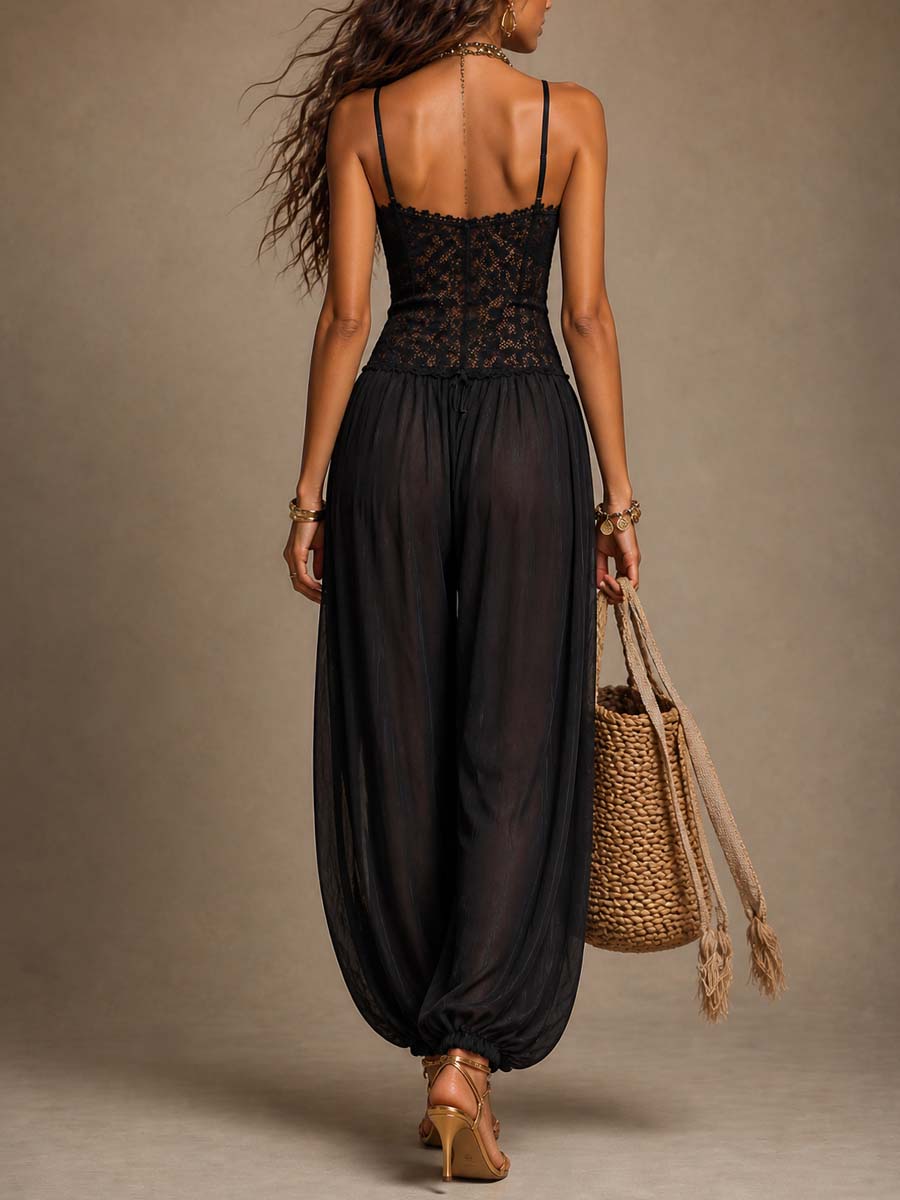 Women's Playsuit | Lace Camisole Sleeveless Wide Leg