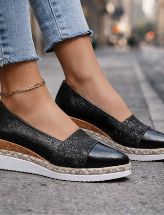 Women's Wedge | Glitter Upper Slip On Flatform Sole Pointed Toe