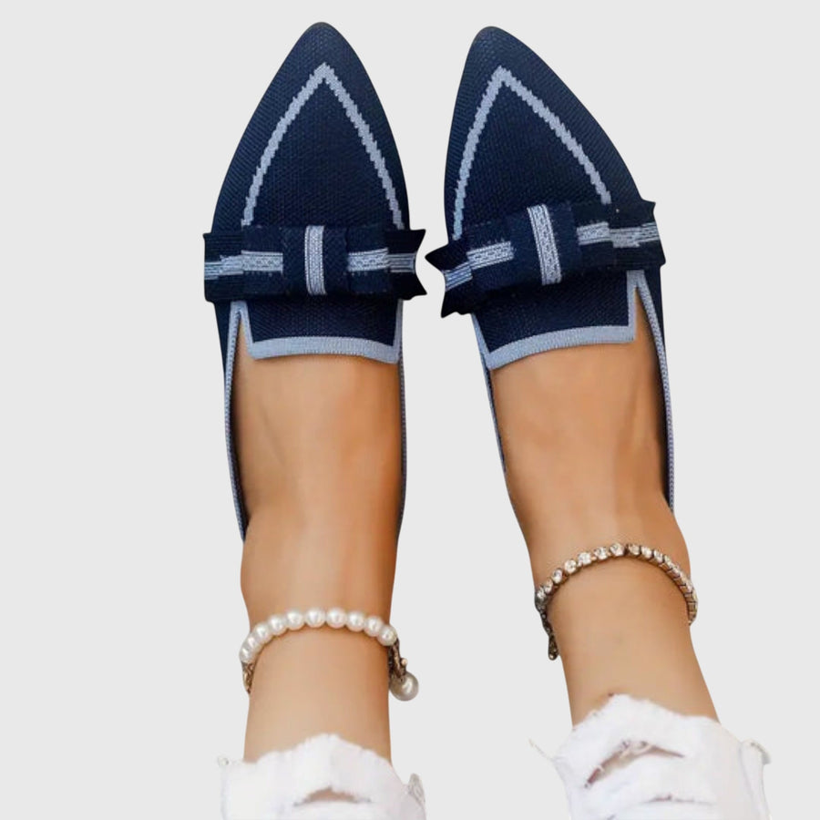 Women's Shoe | Pointed Toe, Knot Detail, Flat Sole, Knit