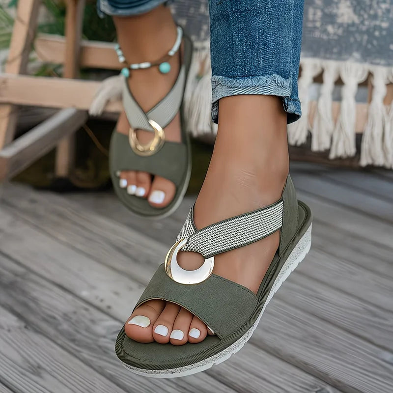Women's Sandals | Open Toe Slingback Metal Buckle