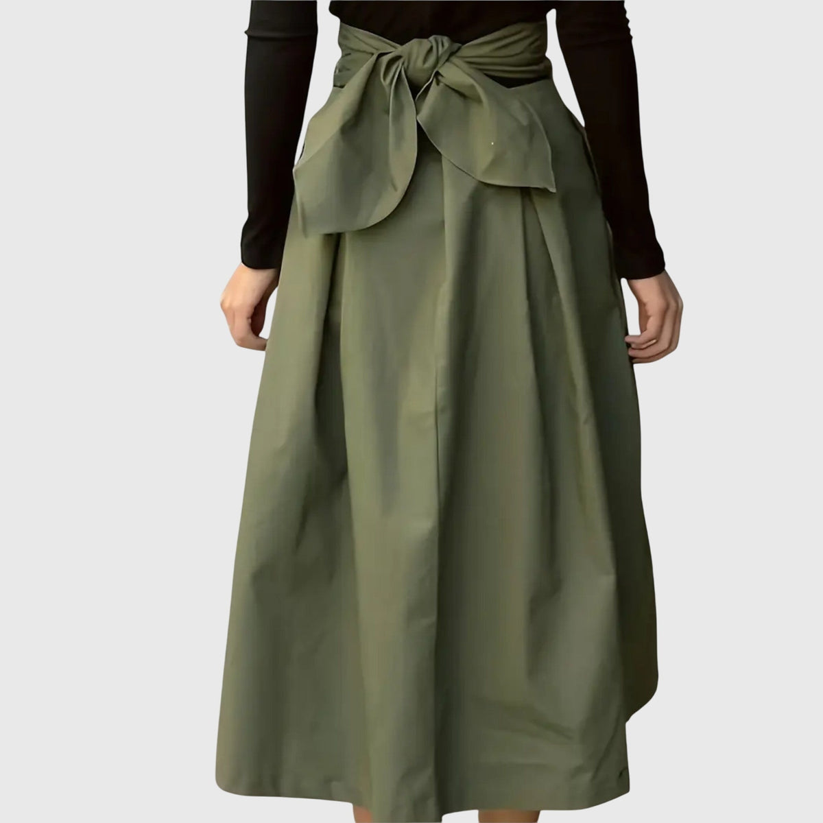 Women's Midi Skirt | A-Line Waist Tie Pleated
