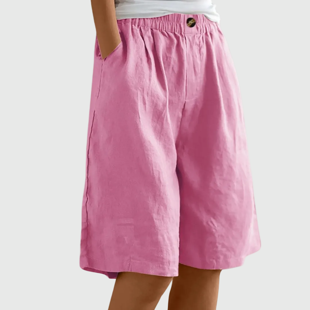 Women's Bermuda Shorts | Knee-Length Elastic Waist Pockets