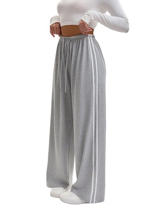Women's Palazzo Pants | Wide Leg Drawstring Stripe