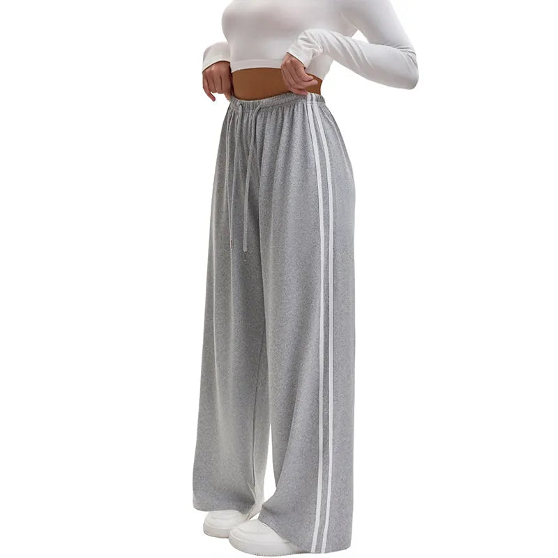 Women's Palazzo Pants | Wide Leg Drawstring Stripe