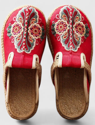 Women's Mules | Embroidered Floral Canvas Slip-On