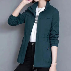 Women's Trench Coat | Lightweight Waterproof Stand Collar