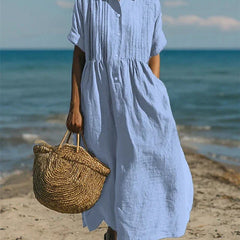 Women's Shirt Dress | Collar Button Front Midi Relaxed