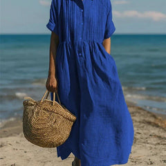 Women's Shirt Dress | Collar Button Front Midi Relaxed