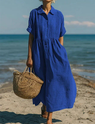 Women's Shirt Dress | Collar Button Front Midi Relaxed