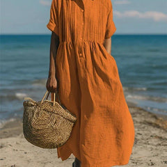 Women's Shirt Dress | Collar Button Front Midi Relaxed