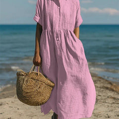 Women's Shirt Dress | Collar Button Front Midi Relaxed