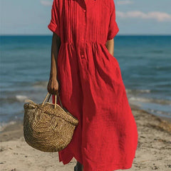Women's Shirt Dress | Collar Button Front Midi Relaxed