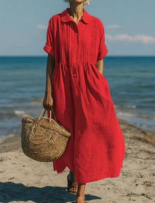 Women's Shirt Dress | Collar Button Front Midi Relaxed