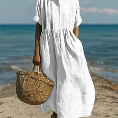 Women's Shirt Dress | Collar Button Front Midi Relaxed