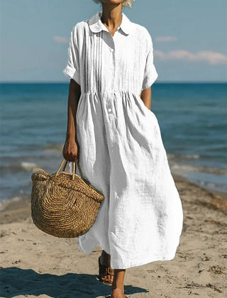 Women's Shirt Dress | Collar Button Front Midi Relaxed