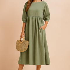 Amabel | Elegant Midi Dress with 3/4 Sleeves 0