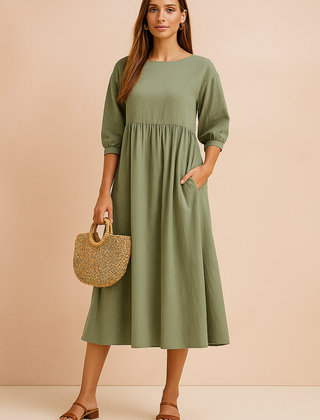 Amabel | Elegant Midi Dress with 3/4 Sleeves 0