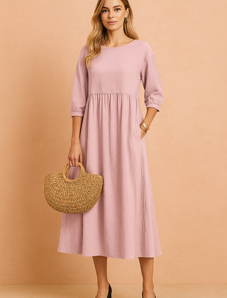 Amabel | Elegant Midi Dress with 3/4 Sleeves 2