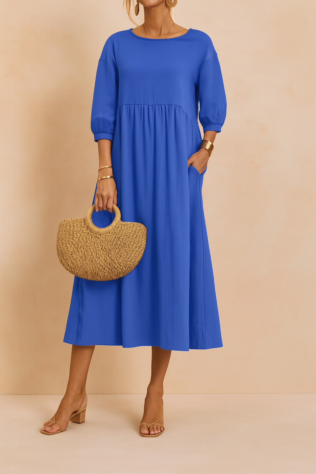Amabel | Elegant Midi Dress with 3/4 Sleeves 6
