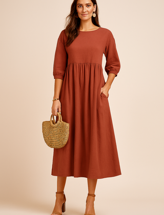 Amabel | Elegant Midi Dress with 3/4 Sleeves 8