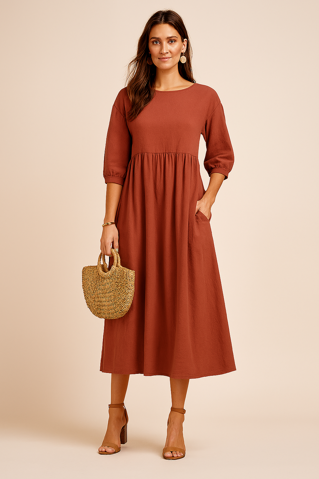 Amabel | Elegant Midi Dress with 3/4 Sleeves 8