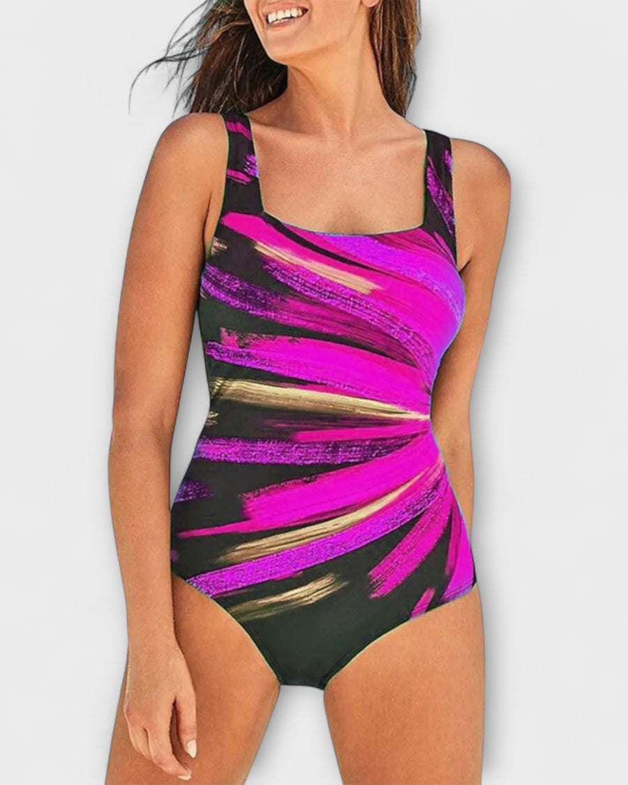 Women's Plus Size Swimwear | Scoop Neck Sleeveless Printed One-Piece