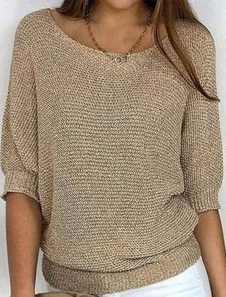 Women's Crop Top | Puffed Sleeve V-Neck Knit Relaxed Fit