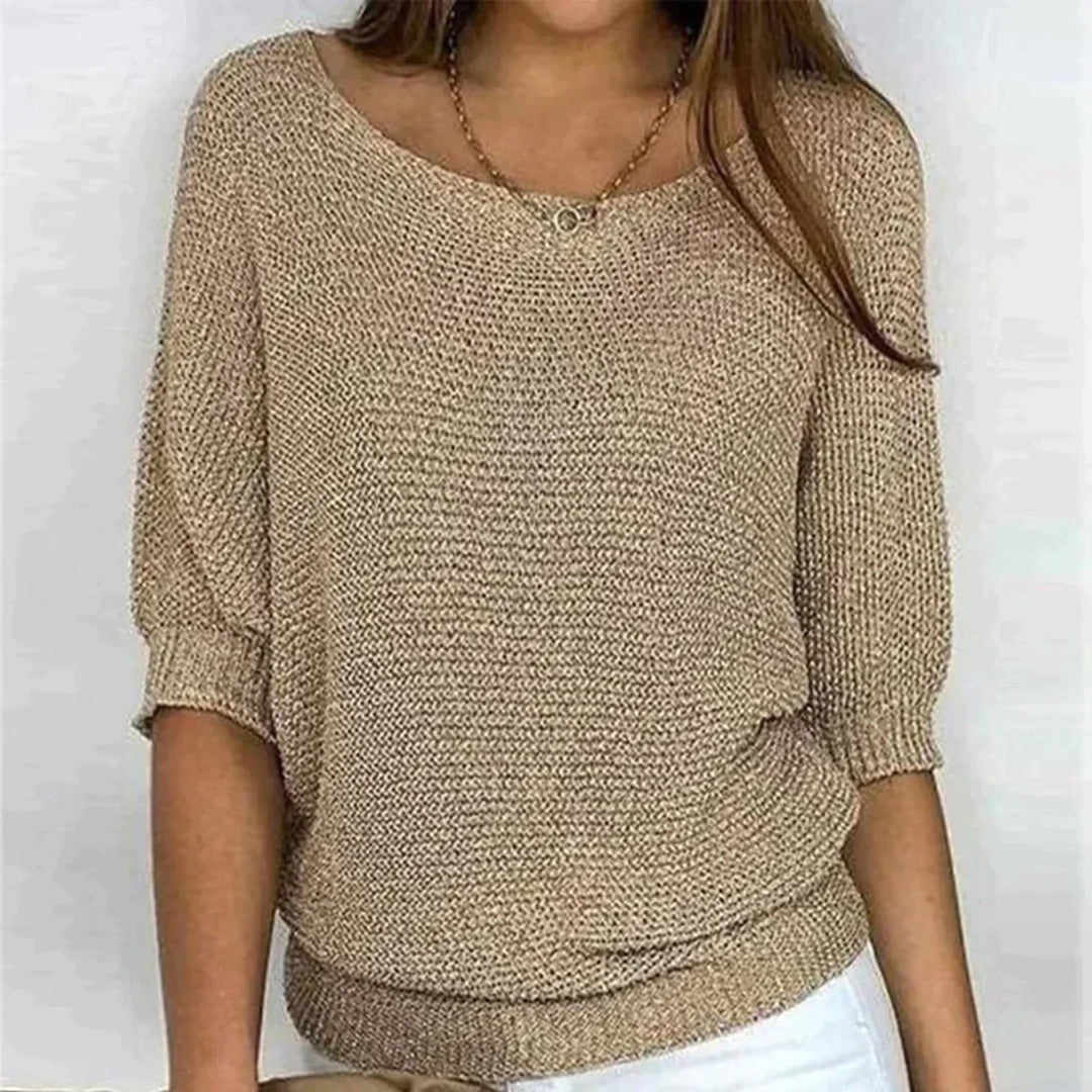 Women's Crop Top | Puffed Sleeve V-Neck Knit Relaxed Fit