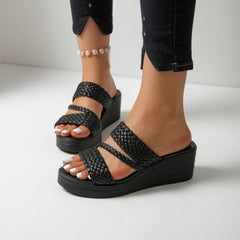 Women's Slide | Braided Straps Open Toe Platform