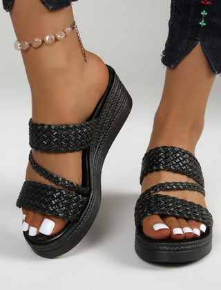 Women's Slide | Braided Straps Open Toe Platform