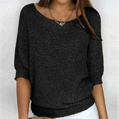 Women's Crop Top | Puffed Sleeve V-Neck Knit Relaxed Fit
