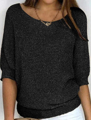 Women's Crop Top | Puffed Sleeve V-Neck Knit Relaxed Fit