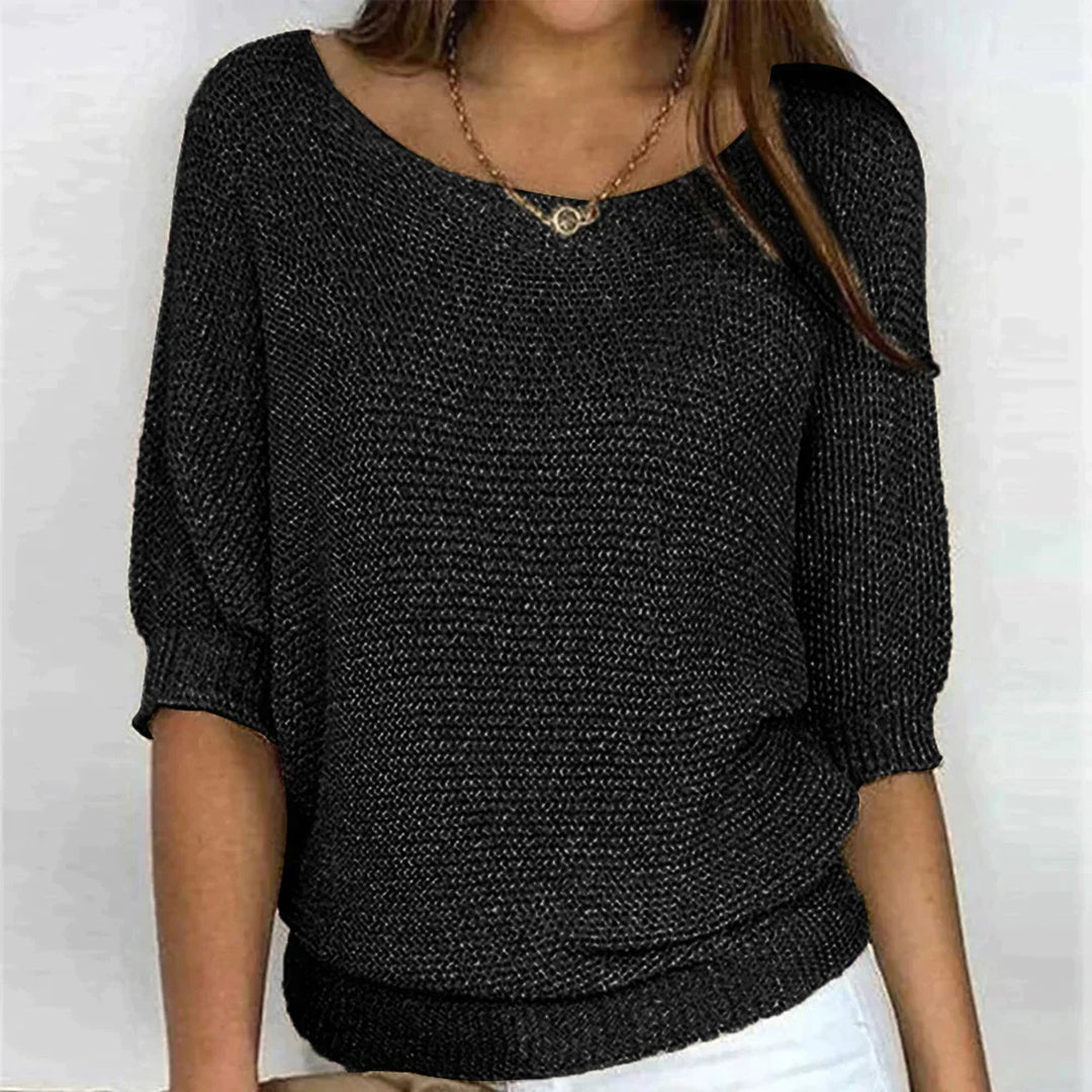 Women's Crop Top | Puffed Sleeve V-Neck Knit Relaxed Fit