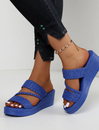 Women's Slide | Braided Straps Open Toe Platform