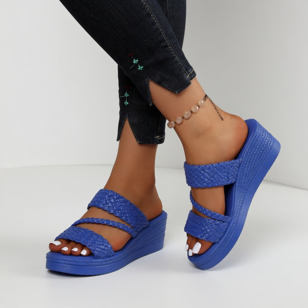 Women's Slide | Braided Straps Open Toe Platform