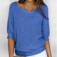 Women's Crop Top | Puffed Sleeve V-Neck Knit Relaxed Fit