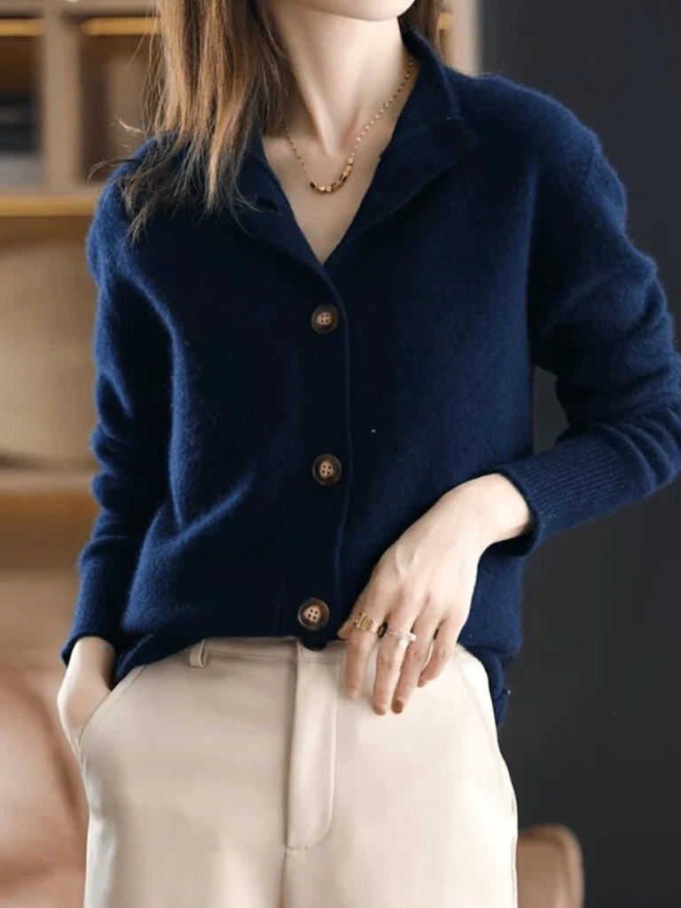 Women's Cardigan | Collar Button Front Knit Relaxed