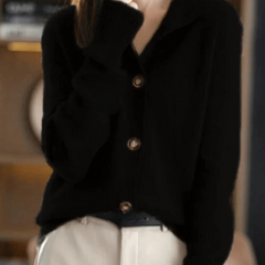 Women's Cardigan | Collar Button Front Knit Relaxed
