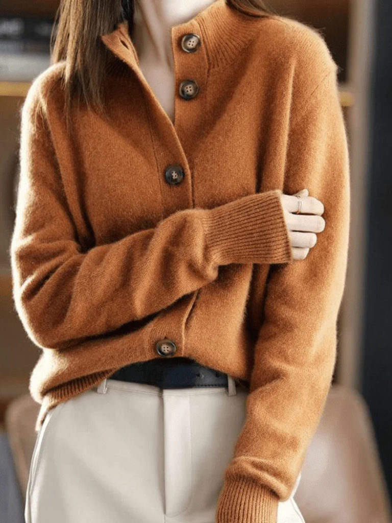 Women's Cardigan | Collar Button Front Knit Relaxed