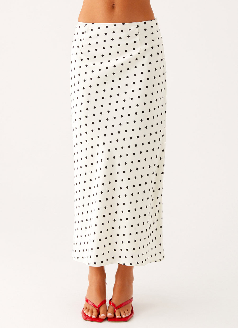 Women's Polka Dot Skirt | Midi Length High Waist Flowing