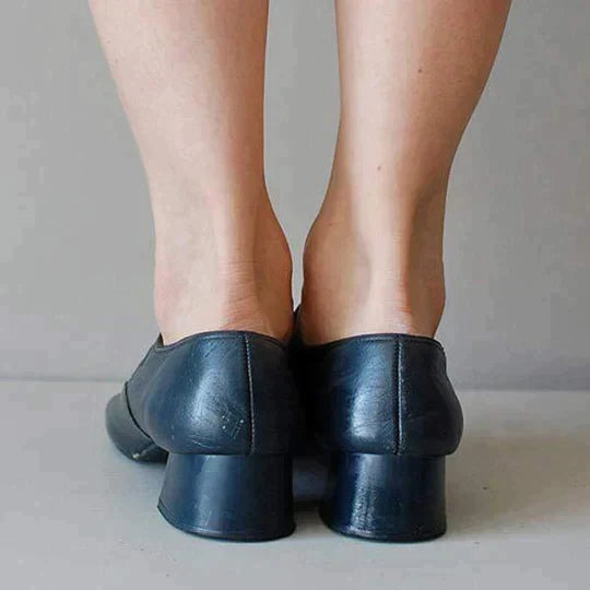 Women's Leather Sandals | Mary Jane Strap Closed Toe Low Heel