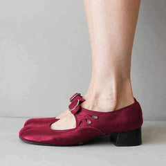 Women's Leather Sandals | Mary Jane Strap Closed Toe Low Heel