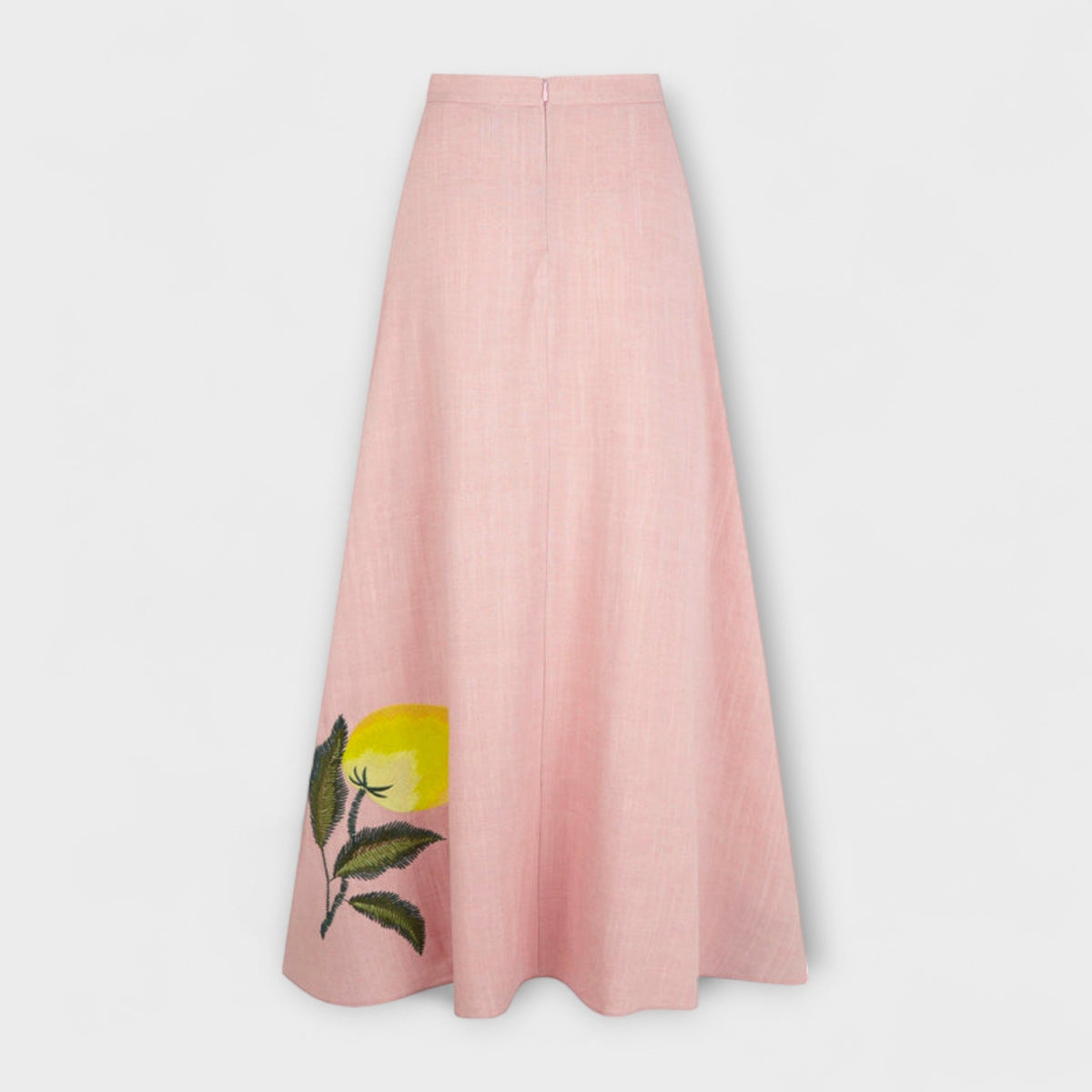 Women's Midi Skirt | Maxi Length Linen Print Embellishment A-Line