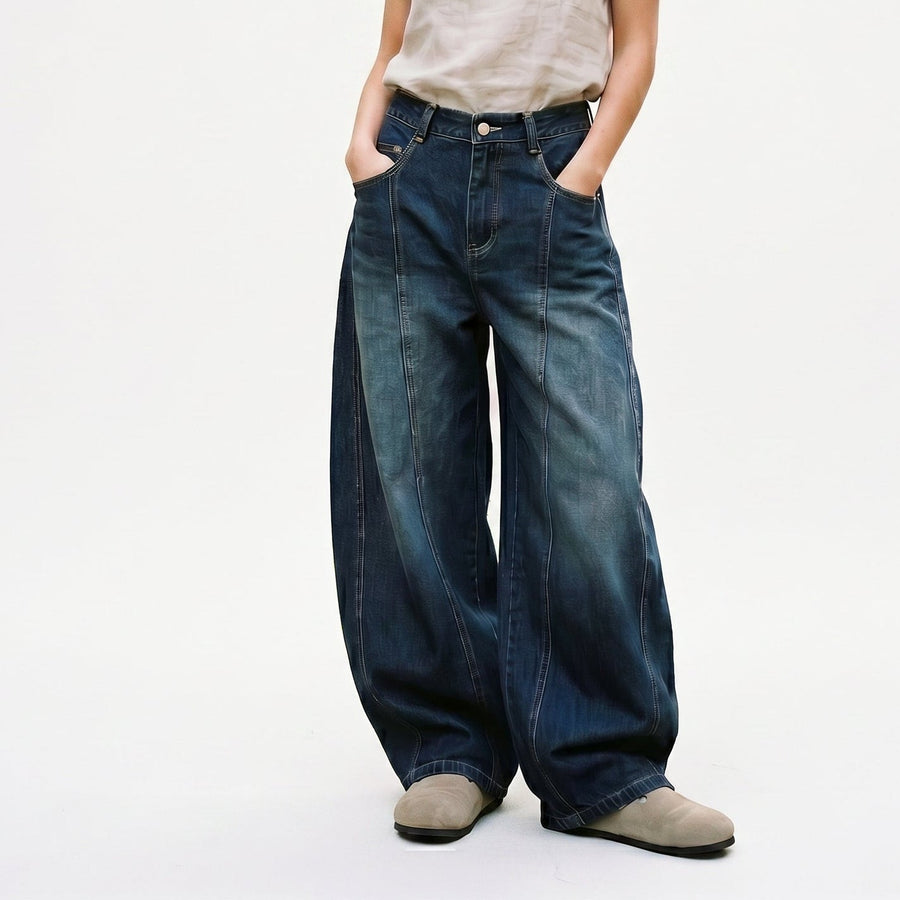 Women's Baggy Jeans | High-Rise Wide Leg Embroidered Patchwork Denim