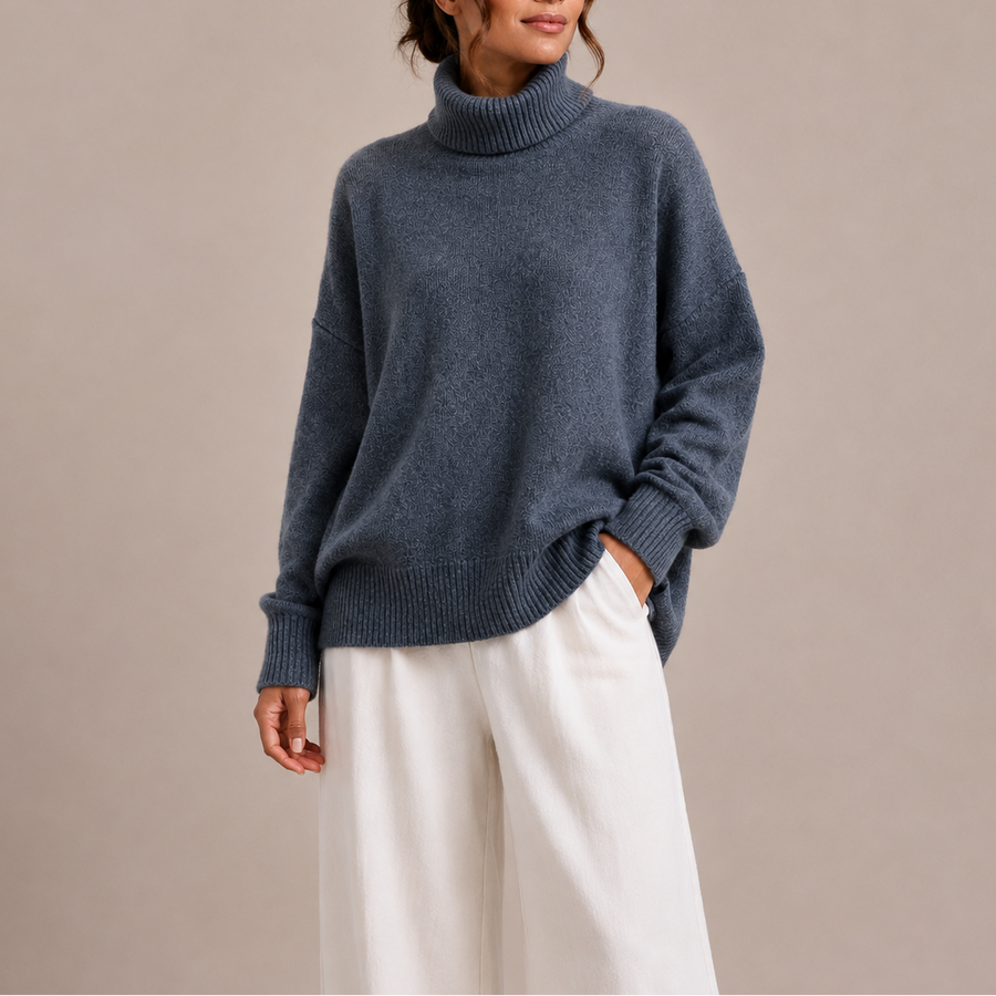 Women's Turtleneck | Oversized Knit Dropped Shoulder Ribbed