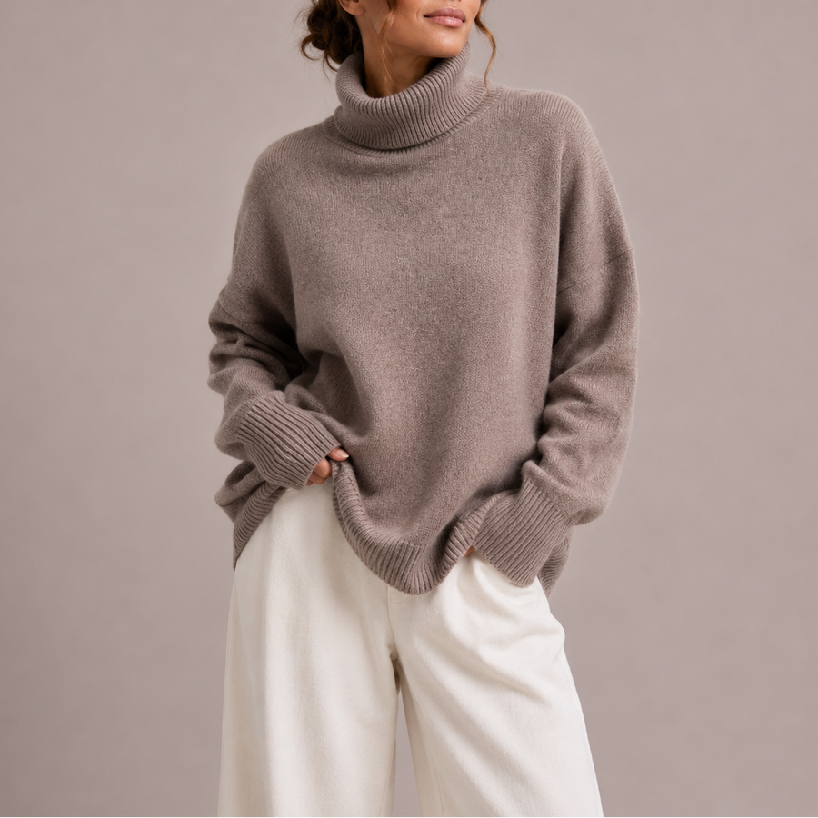 Women's Turtleneck | Oversized Knit Dropped Shoulder Ribbed
